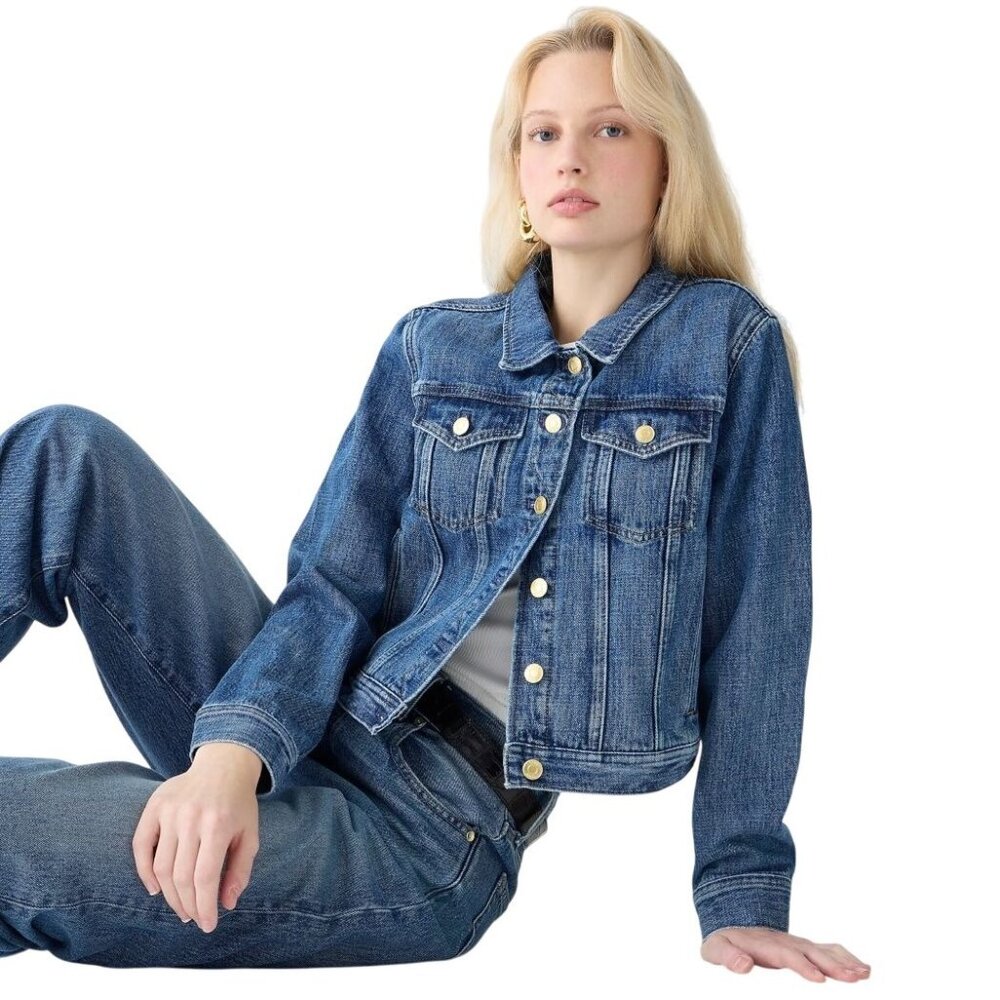 J Crew Jacket Women XXS Blue Indigo Classic Denim Button Front Jean Outdoor